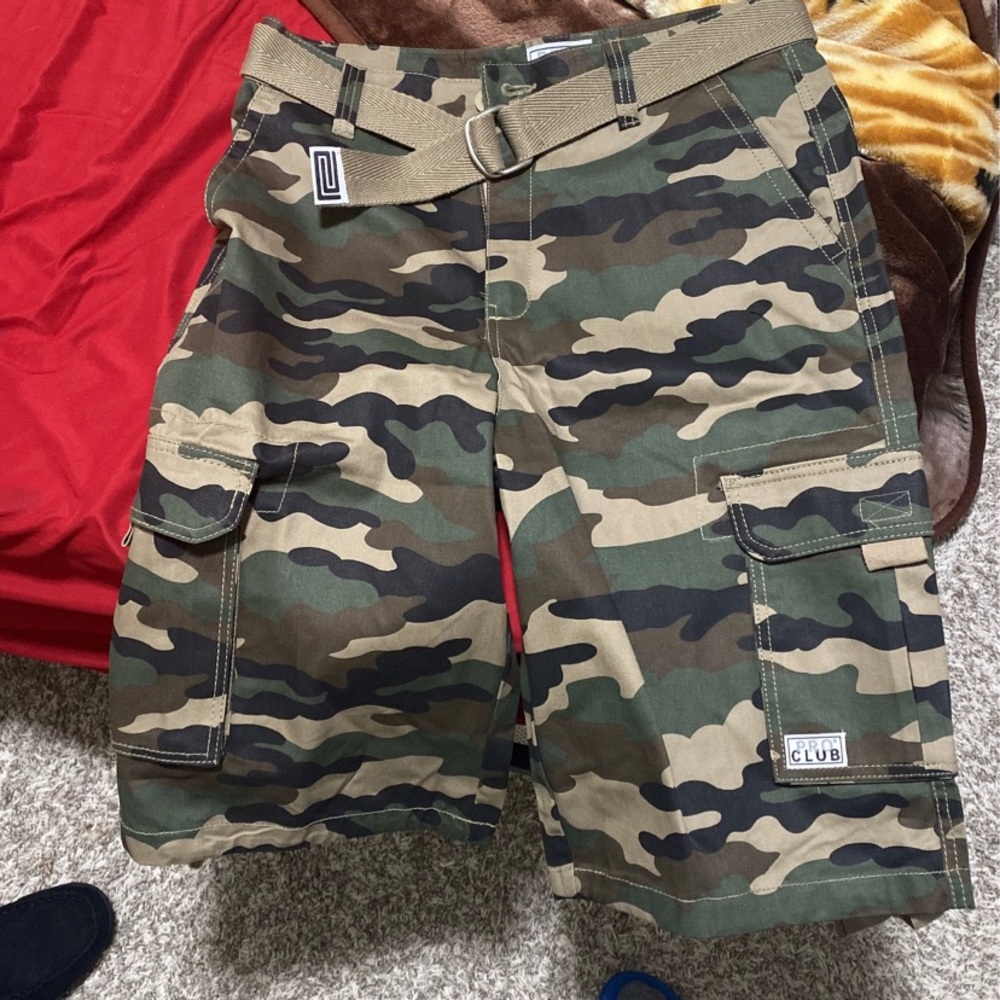 Pro Club Men's Cotton Twill Cargo Shorts With Belt